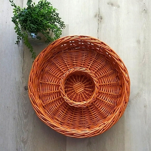 Woven Wicker Divided Serving Tray chips‎ salsa wall - Picture 1 of 3